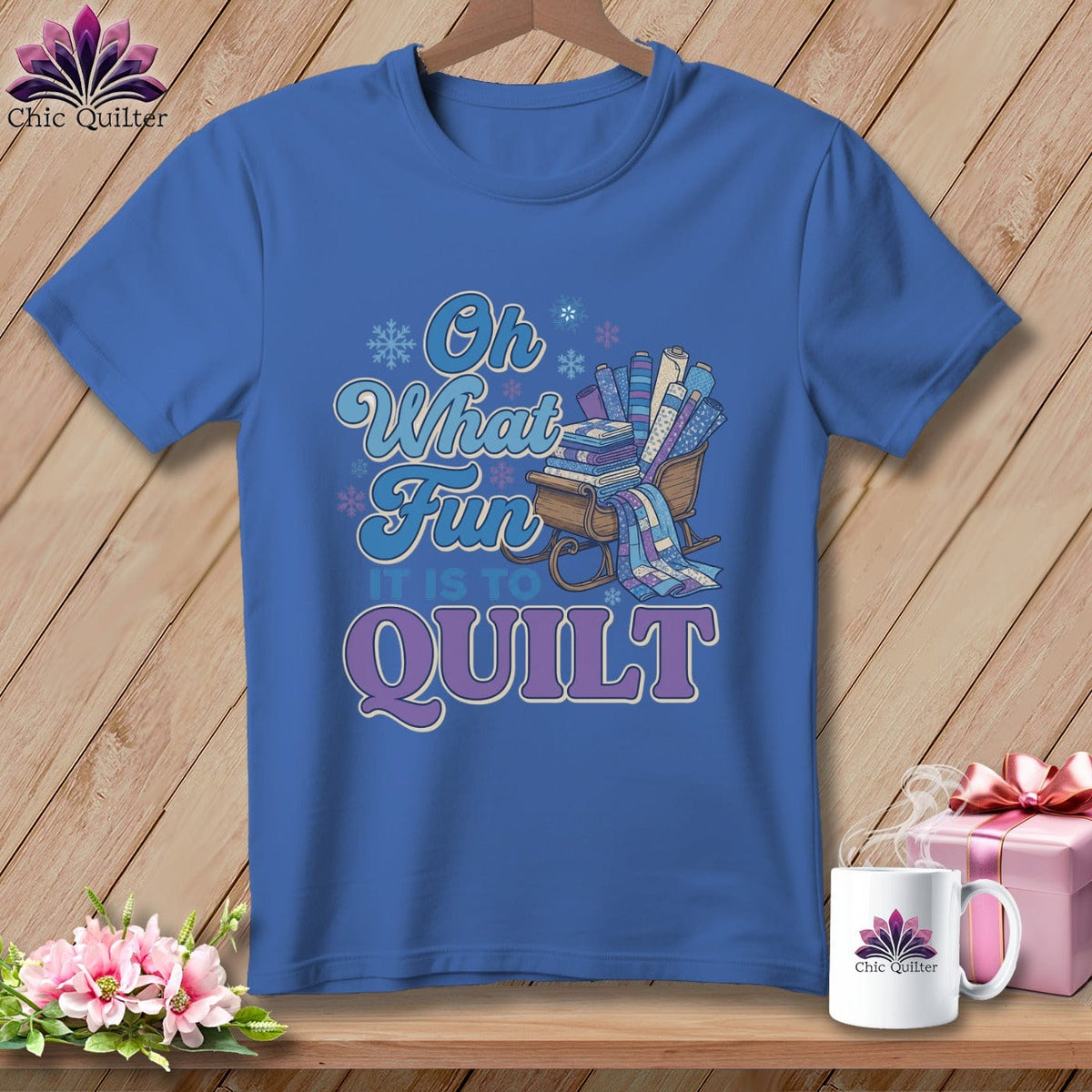 MyDesigns Physical Item S / Mystic Blue Oh What Fun It Is to Quilt ~ Premium Tee