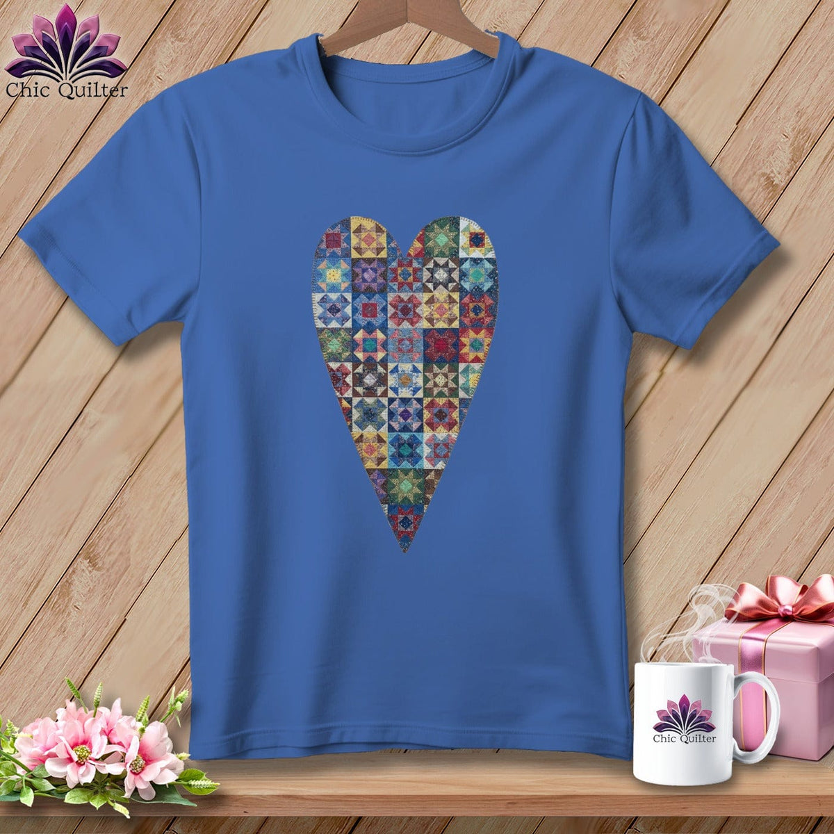 MyDesigns Physical Item S / Mystic Blue Patchwork Heart ~ Premium Tee