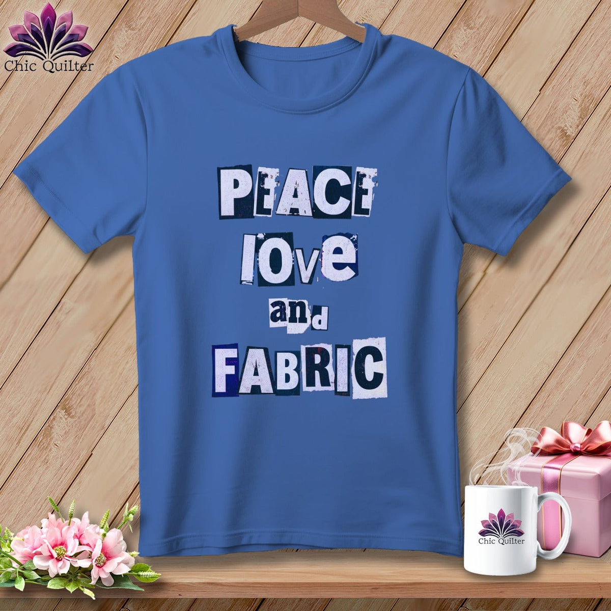 MyDesigns Physical Item S / Mystic Blue Peace Love and Fabric ~ Premium Tee