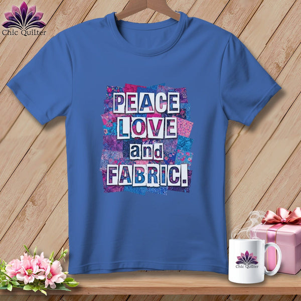 MyDesigns Physical Item S / Mystic Blue Peace Love and Fabric ~ Premium Tee