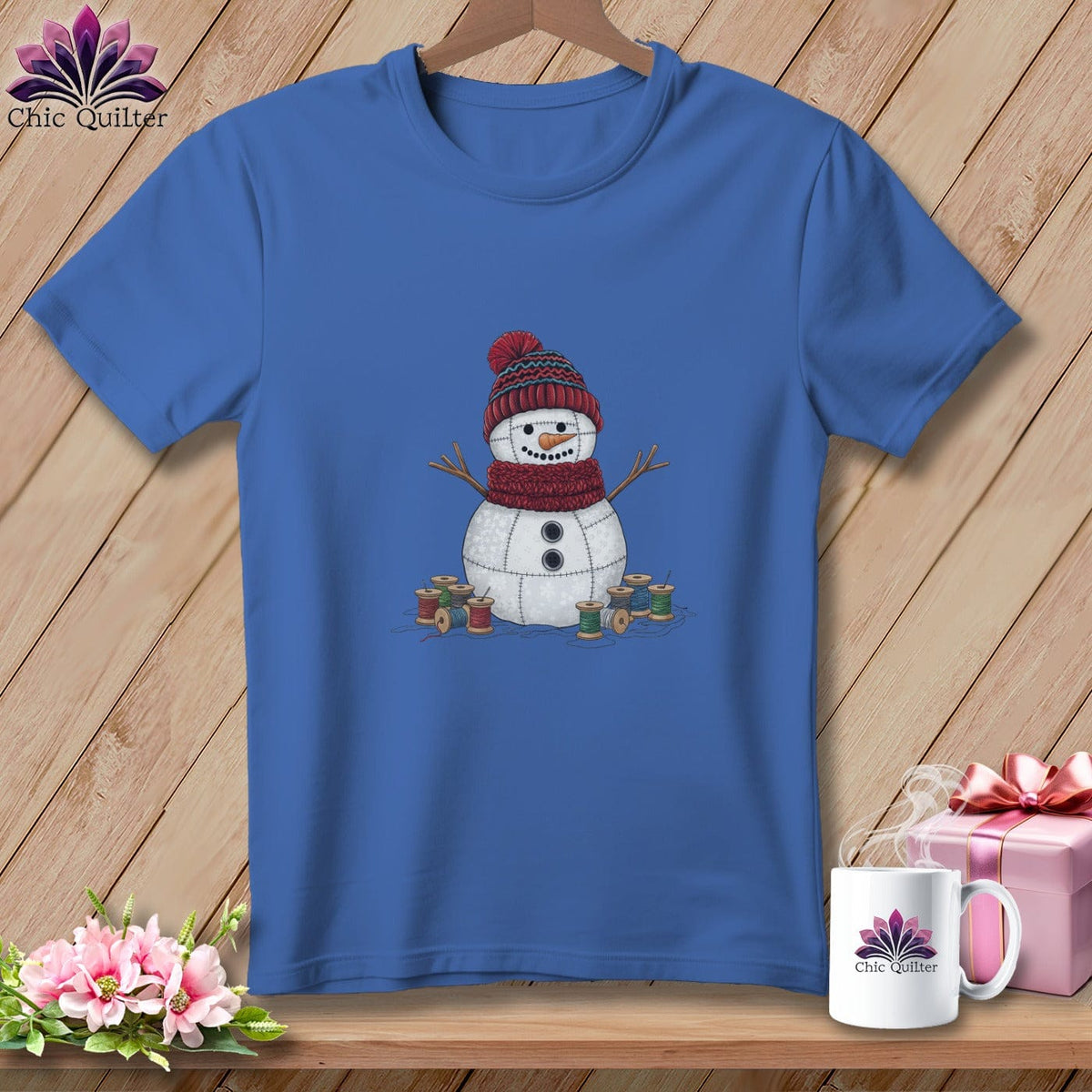 MyDesigns Physical Item S / Mystic Blue The Quilted Snowman ~ Premium Tee