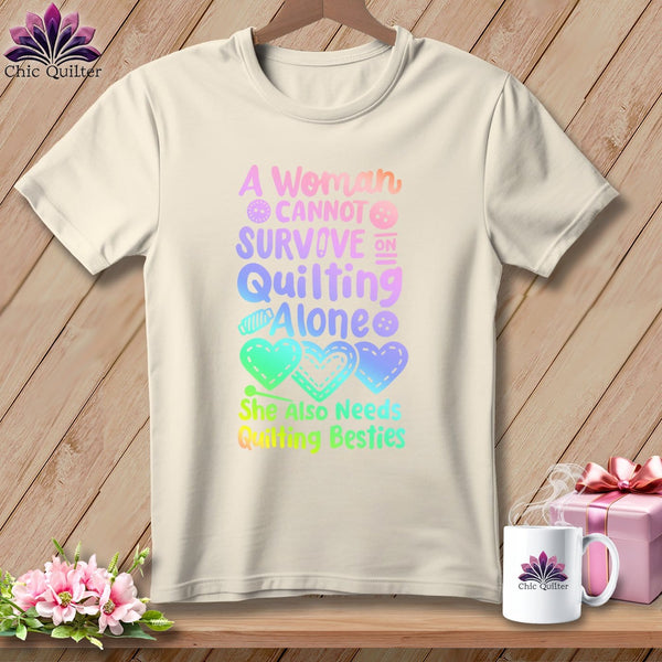 MyDesigns Physical Item S / Natural A Woman Cannot Survive Quilting Alone ~ Relaxed Fit Tee