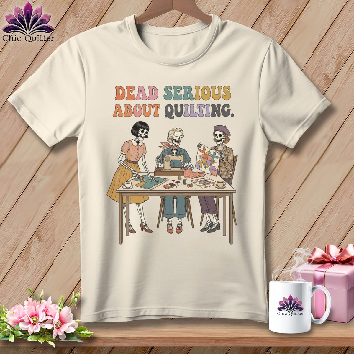 MyDesigns Physical Item S / Natural Dead Serious About Quilting. ~ Relaxed Fit Tee