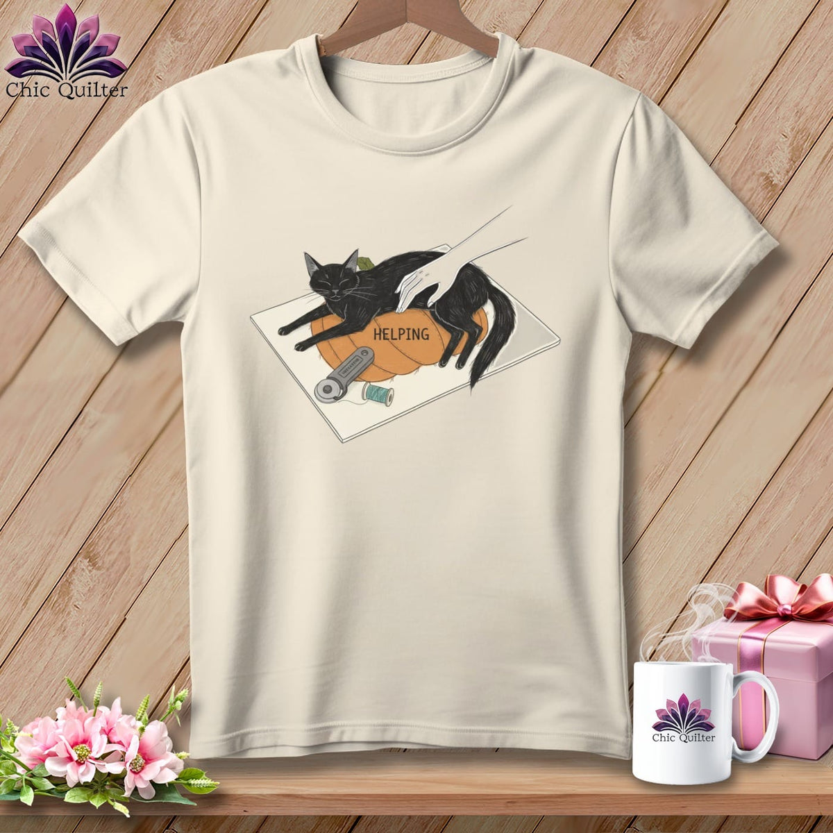 MyDesigns Physical Item S / Natural HELPING ~ Cat on the Cutting Mat ~ Relaxed Fit Tee