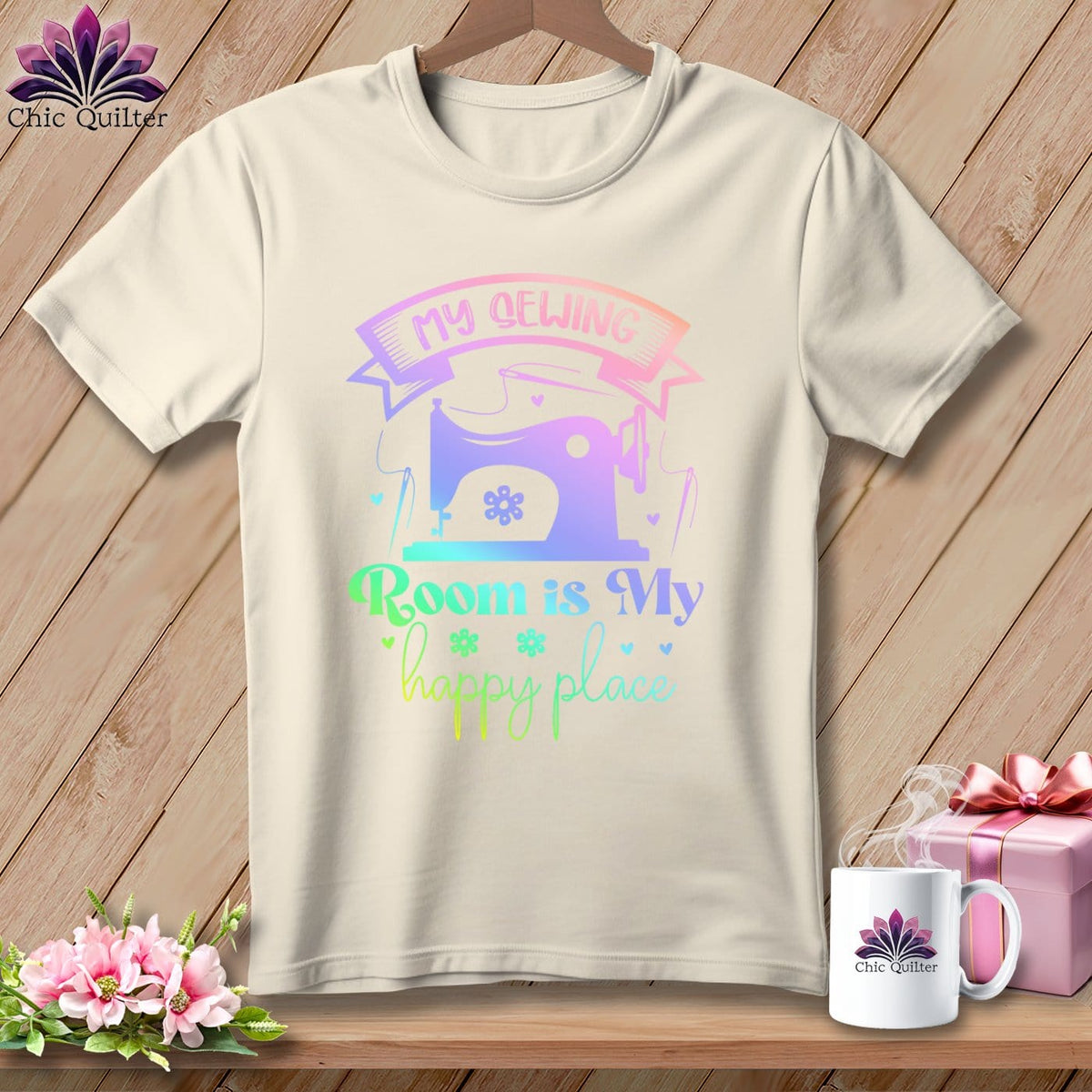 MyDesigns Physical Item S / Natural My Sewing Room Is My Happy Place ~ Relaxed Fit Tee