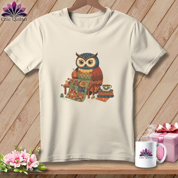 MyDesigns Physical Item S / Natural Owlways Ready for Tea & Quilts ~ Relaxed Fit Tee