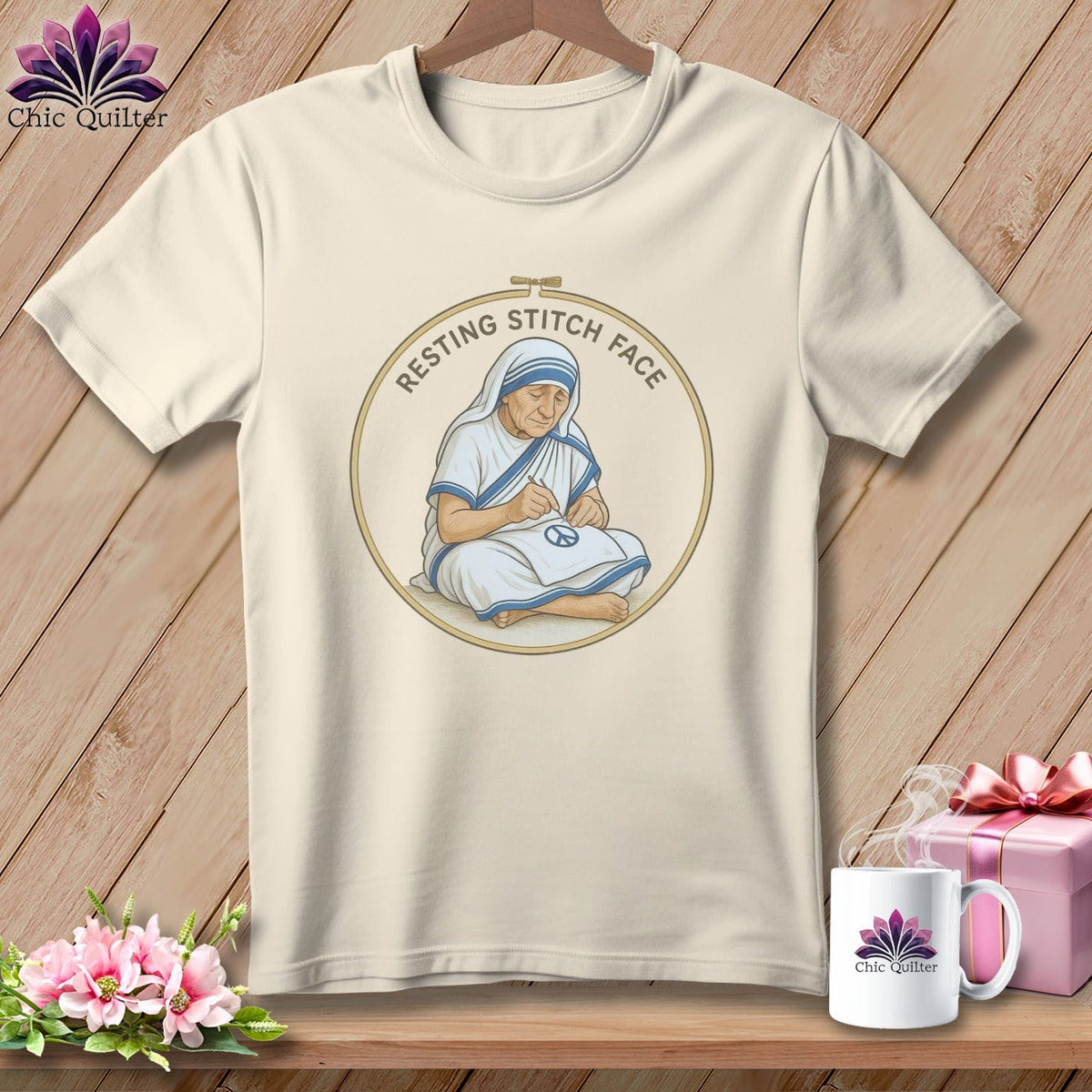 MyDesigns Physical Item S / Natural Sister Seams-a-Lot - Resting Stitch Face ~ Relaxed Fit Tee