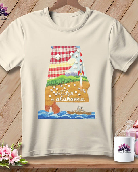 MyDesigns Physical Item S / Natural Stitchin' in Alabama ~ Relaxed Fit Tee