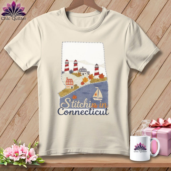 MyDesigns Physical Item S / Natural Stitchin' in Connecticut ~ Relaxed Fit Tee