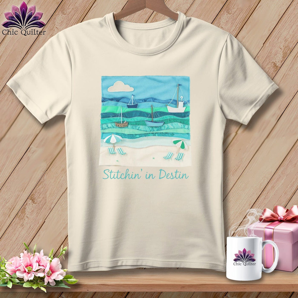 MyDesigns Physical Item S / Natural Stitchin' in Destin ~ Relaxed Fit Tee