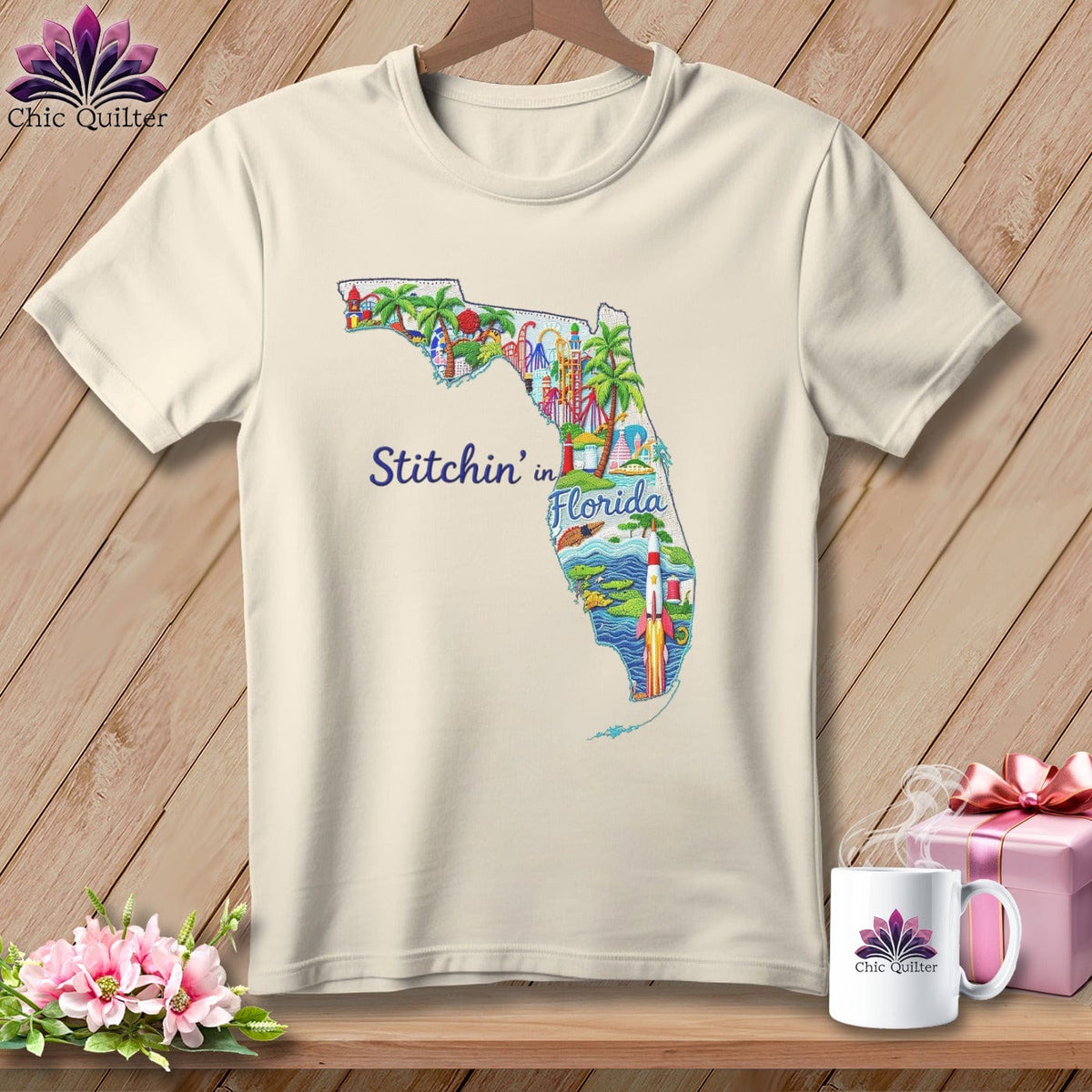 MyDesigns Physical Item S / Natural Stitchin' in Florida ~ Relaxed Fit Tee