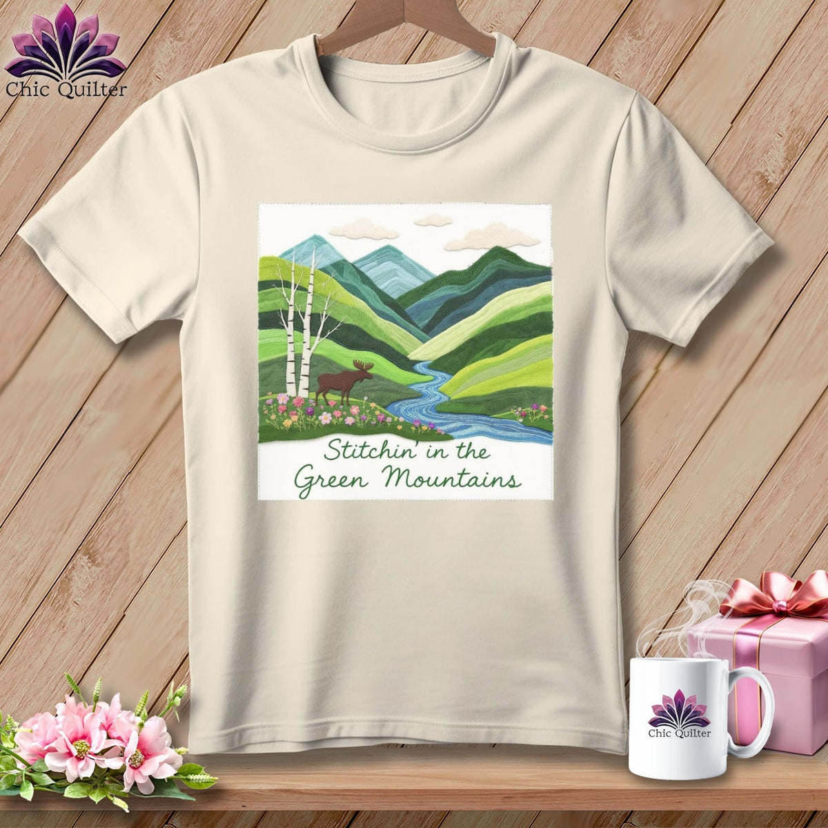 MyDesigns Physical Item S / Natural Stitchin' in Green Mountains ~ Relaxed Fit Tee