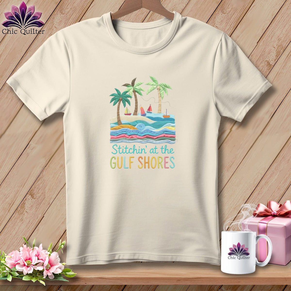 MyDesigns Physical Item S / Natural Stitchin' in Gulf Shores ~ Relaxed Fit Tee