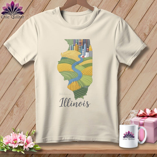 MyDesigns Physical Item S / Natural Stitchin' in Illinois ~ Relaxed Fit Tee