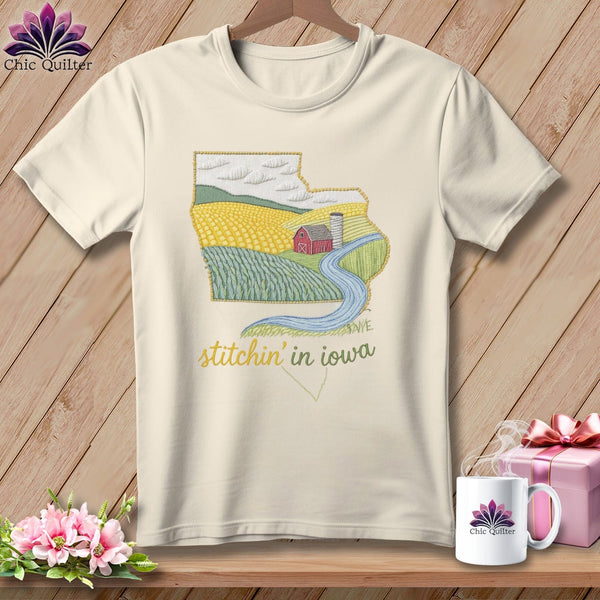 MyDesigns Physical Item S / Natural Stitchin' in Iowa ~ Relaxed Fit Tee