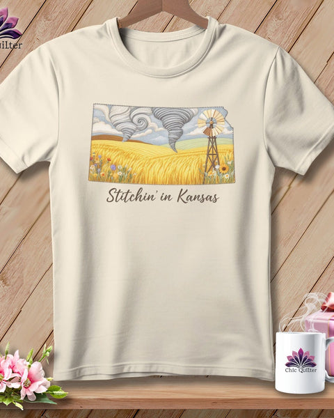 MyDesigns Physical Item S / Natural Stitchin' in Kansas ~ Relaxed Fit Tee