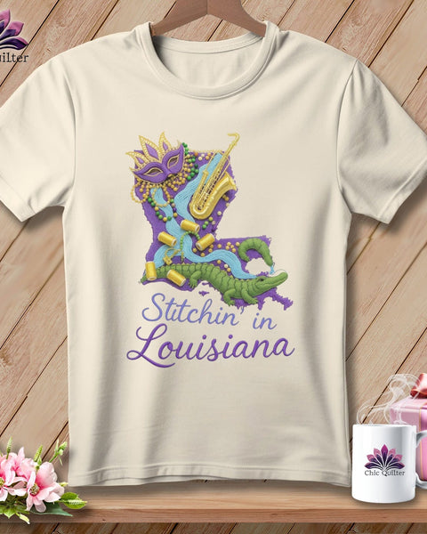 MyDesigns Physical Item S / Natural Stitchin' in Louisiana ~ Relaxed Fit Tee