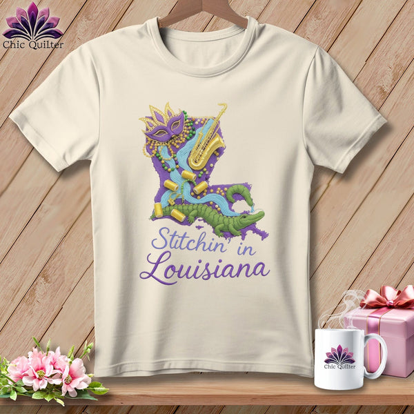 MyDesigns Physical Item S / Natural Stitchin' in Louisiana ~ Relaxed Fit Tee
