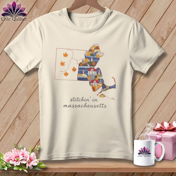 MyDesigns Physical Item S / Natural Stitchin' in Massachusetts ~ Relaxed Fit Tee