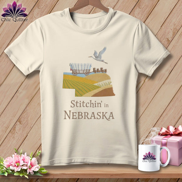 MyDesigns Physical Item S / Natural Stitchin' in Nebraska ~ Relaxed Fit Tee
