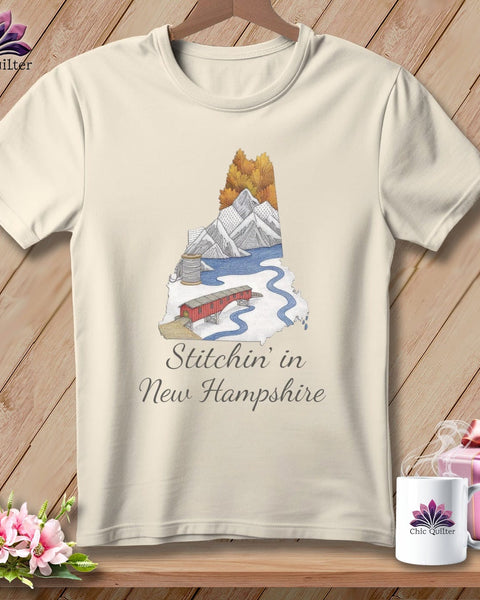 MyDesigns Physical Item S / Natural Stitchin' in New Hampshire ~ Relaxed Fit Tee