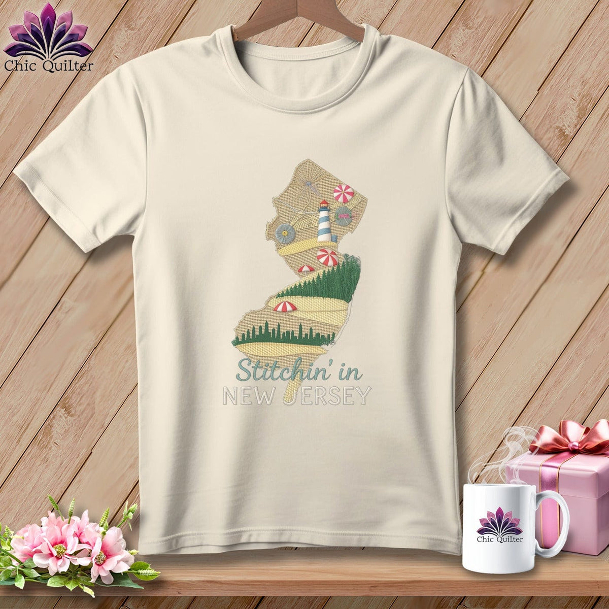 MyDesigns Physical Item S / Natural Stitchin' in New Jersey ~ Relaxed Fit Tee