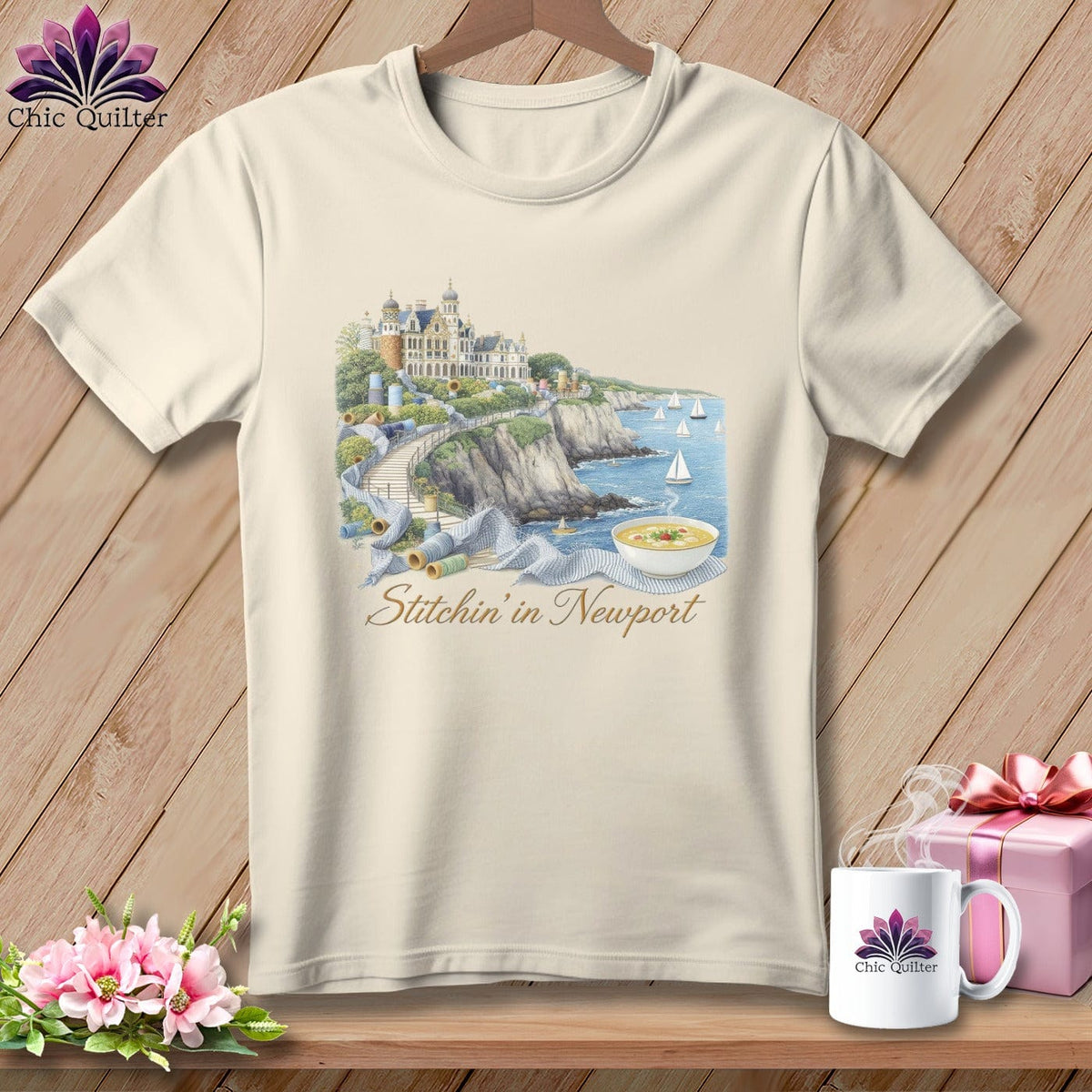 MyDesigns Physical Item S / Natural Stitchin' in Newport ~ Relaxed Fit Tee