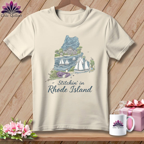 MyDesigns Physical Item S / Natural Stitchin' in Rhode Island ~ Relaxed Fit Tee