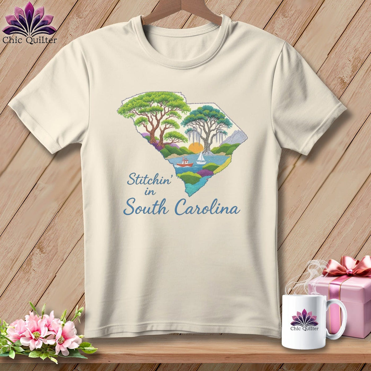 MyDesigns Physical Item S / Natural Stitchin' in South Carolina ~ Relaxed Fit Tee