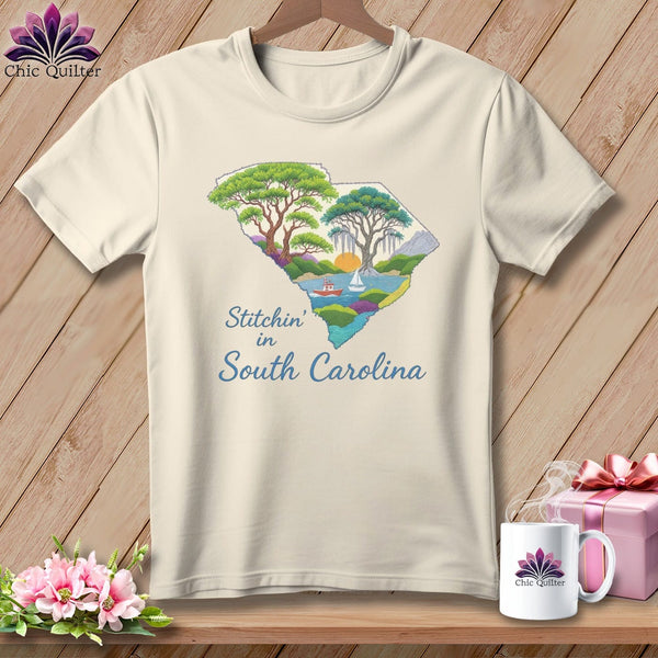 MyDesigns Physical Item S / Natural Stitchin' in South Carolina ~ Relaxed Fit Tee