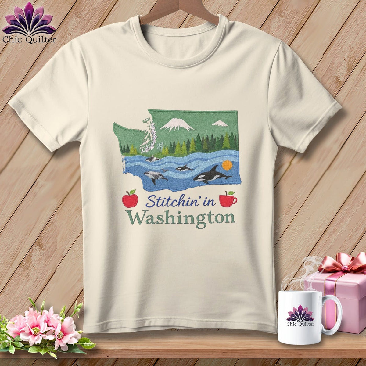 MyDesigns Physical Item S / Natural Stitchin' in Washington ~ Relaxed Fit Tee
