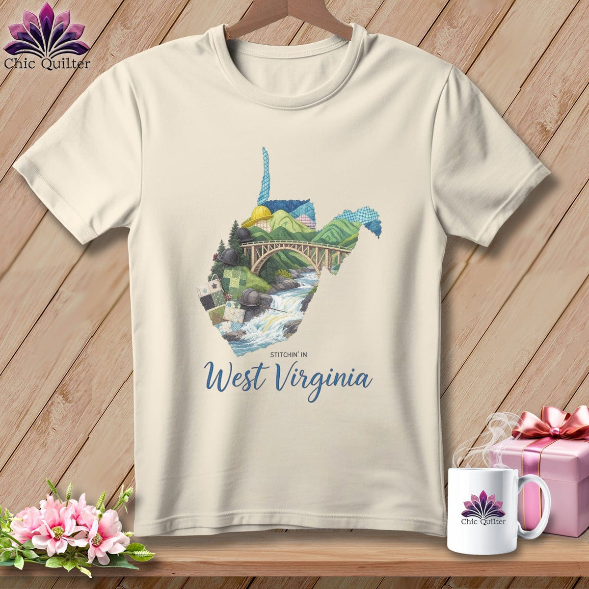 MyDesigns Physical Item S / Natural Stitchin' in West Virginia ~ Relaxed Fit Tee