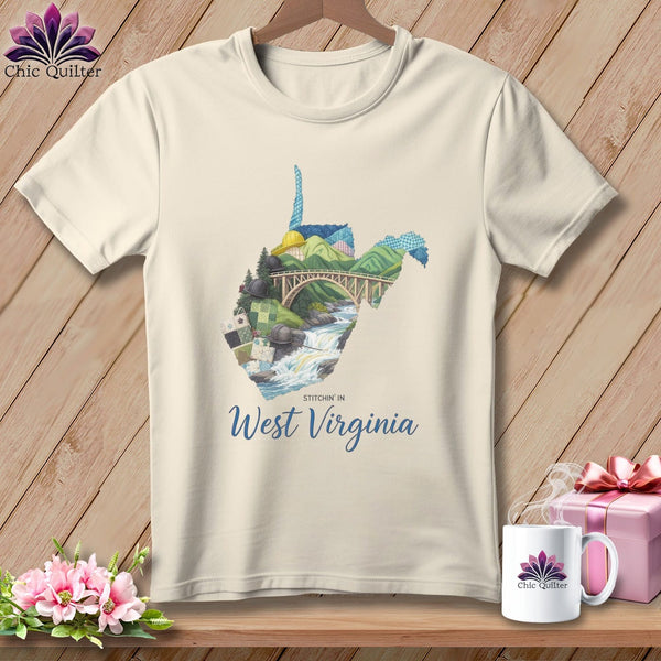 MyDesigns Physical Item S / Natural Stitchin' in West Virginia ~ Relaxed Fit Tee