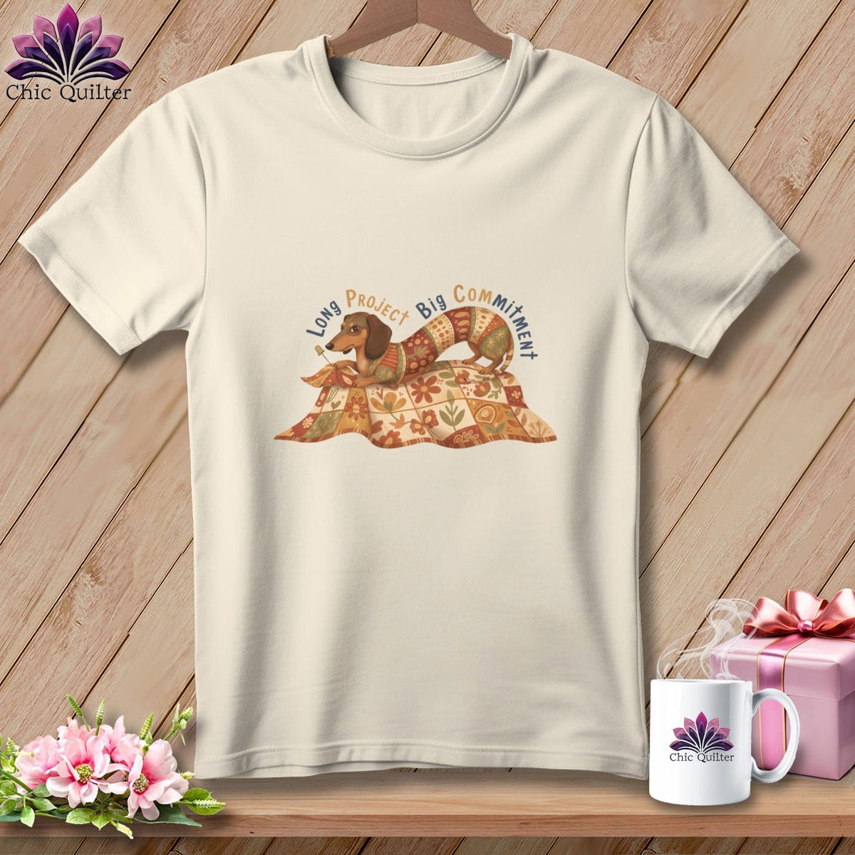 MyDesigns Physical Item S / Natural Weiner Dog Stitcher ~ Relaxed Fit Tee