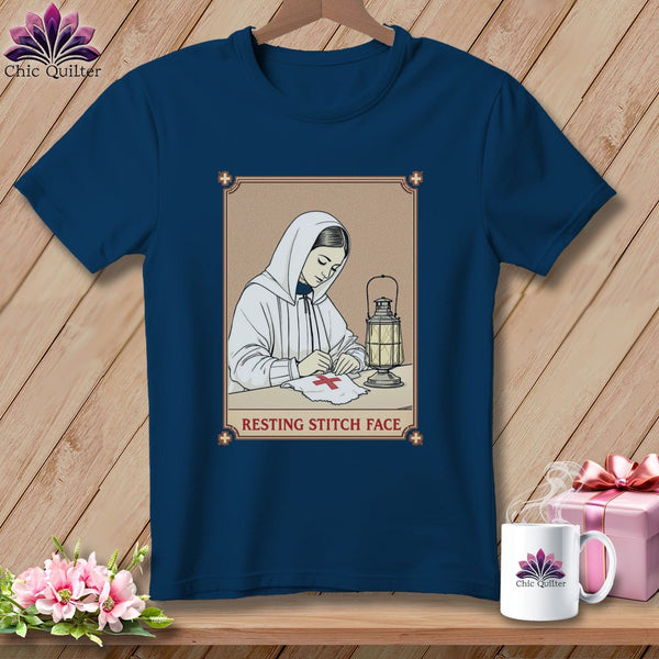 MyDesigns Physical Item S / Navy Florence Needle-Gale - Resting Stitch Face ~ Premium Tee