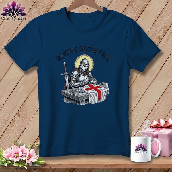 MyDesigns Physical Item S / Navy Joan of Sew - Resting Stitch Face ~ Premium Tee
