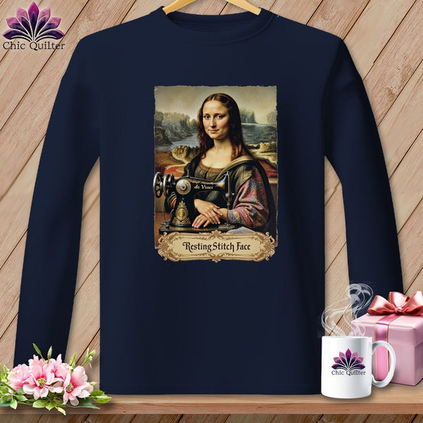 MyDesigns Physical Item S / Navy Mona Sewsa - Resting Stitch Face ~ Long Sleeve T-Shirt