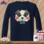 MyDesigns Physical Item S / Navy Patchwork Cheek - Resting Stitch Face ~ Long Sleeve T-Shirt