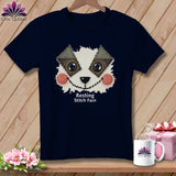 MyDesigns Physical Item S / Navy Patchwork Cheek - Resting Stitch Face ~ Relaxed Fit Tee