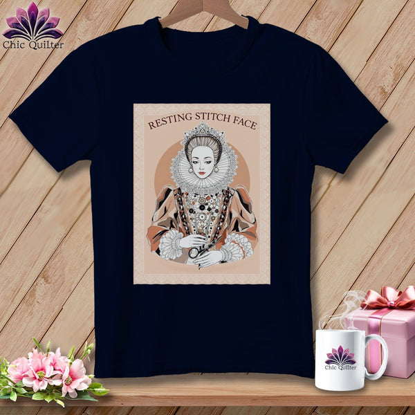 MyDesigns Physical Item S / Navy Queen Eliza Stitch - Resting Stitch Face ~ Relaxed Fit Tee