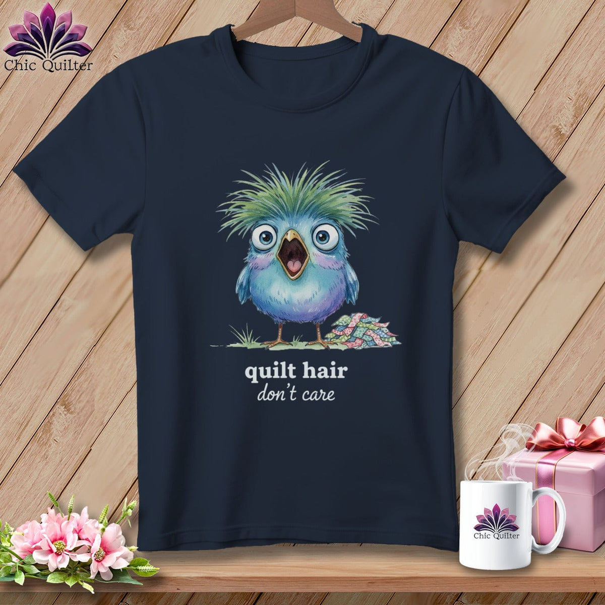 MyDesigns Physical Item S / Navy Quilt Hair Don’t Care ~ Frizzle Mae ~ Premium Tee