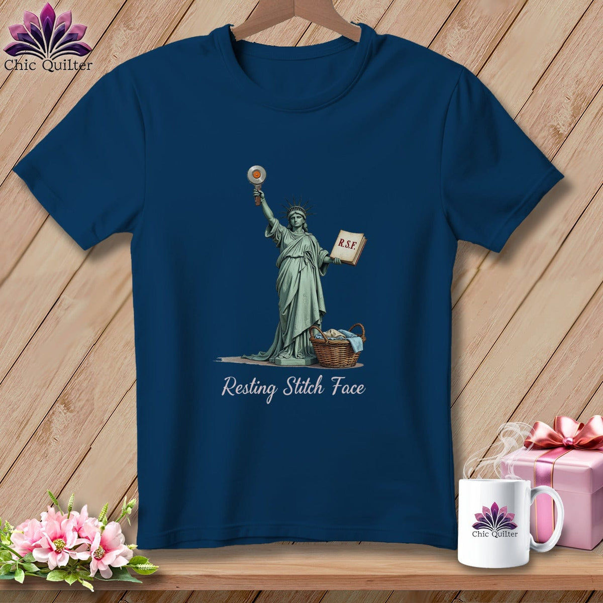 MyDesigns Physical Item S / Navy Quilter of Liberty - Resting Stitch Face ~ Premium Tee