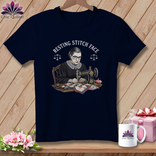 MyDesigns Physical Item S / Navy Ruth Sewder Ginsburg - Resting Stitch Face ~ Relaxed Fit Tee