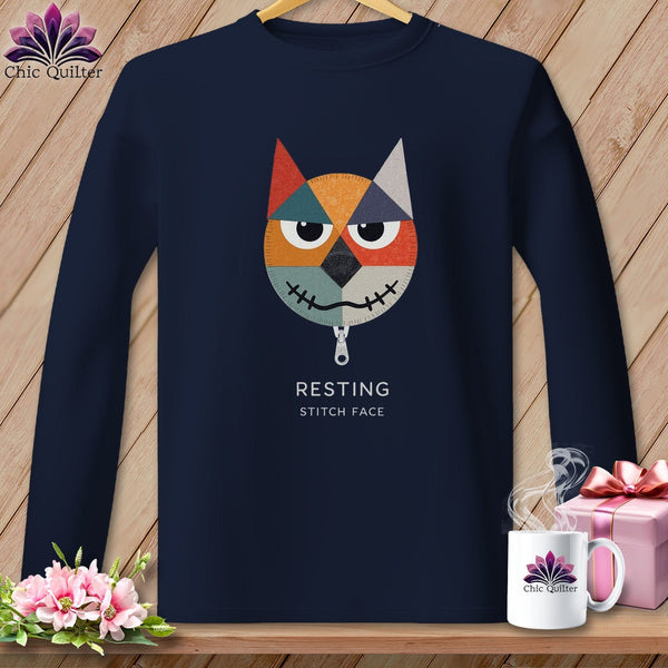 MyDesigns Physical Item S / Navy Snark - Resting Stitch Face ~ Long Sleeve T-Shirt