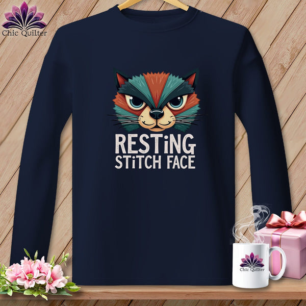 MyDesigns Physical Item S / Navy Stitch Face - Resting Stitch Face ~ Long Sleeve T-Shirt