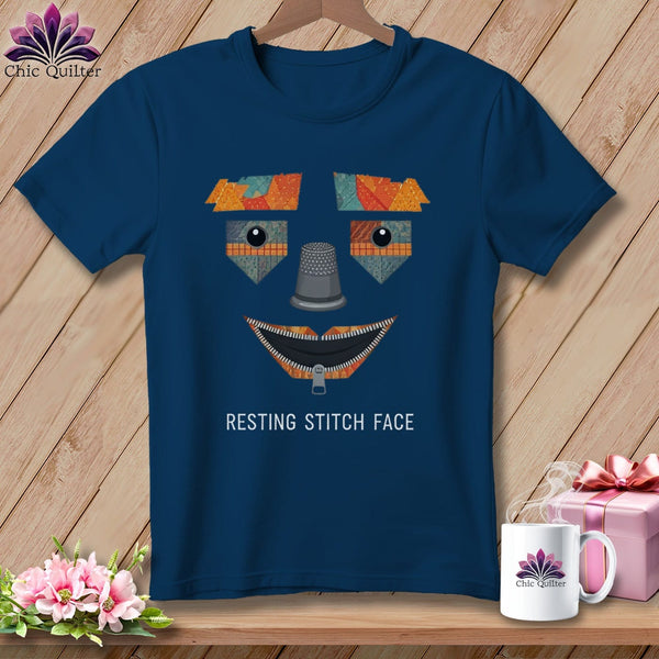 MyDesigns Physical Item S / Navy Strawman - Resting Stitch Face ~ Premium Tee