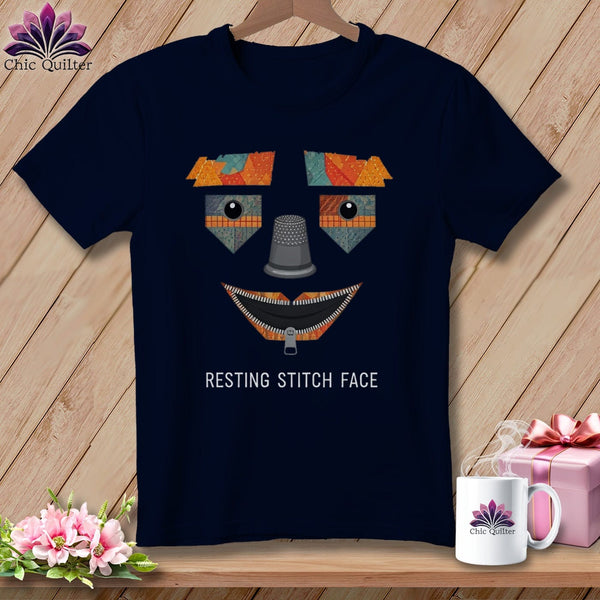MyDesigns Physical Item S / Navy Strawman - Resting Stitch Face ~ Relaxed Fit Tee