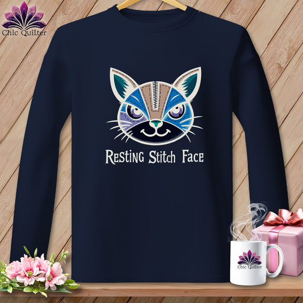 MyDesigns Physical Item S / Navy What Do You Want? - Resting Stitch Face ~ Long Sleeve T-Shirt