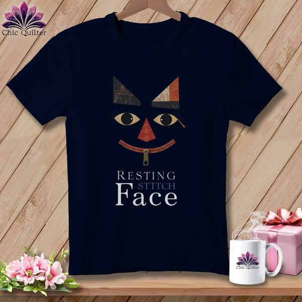 MyDesigns Physical Item S / Navy Zip It - Resting Stitch Face ~ Relaxed Fit Tee