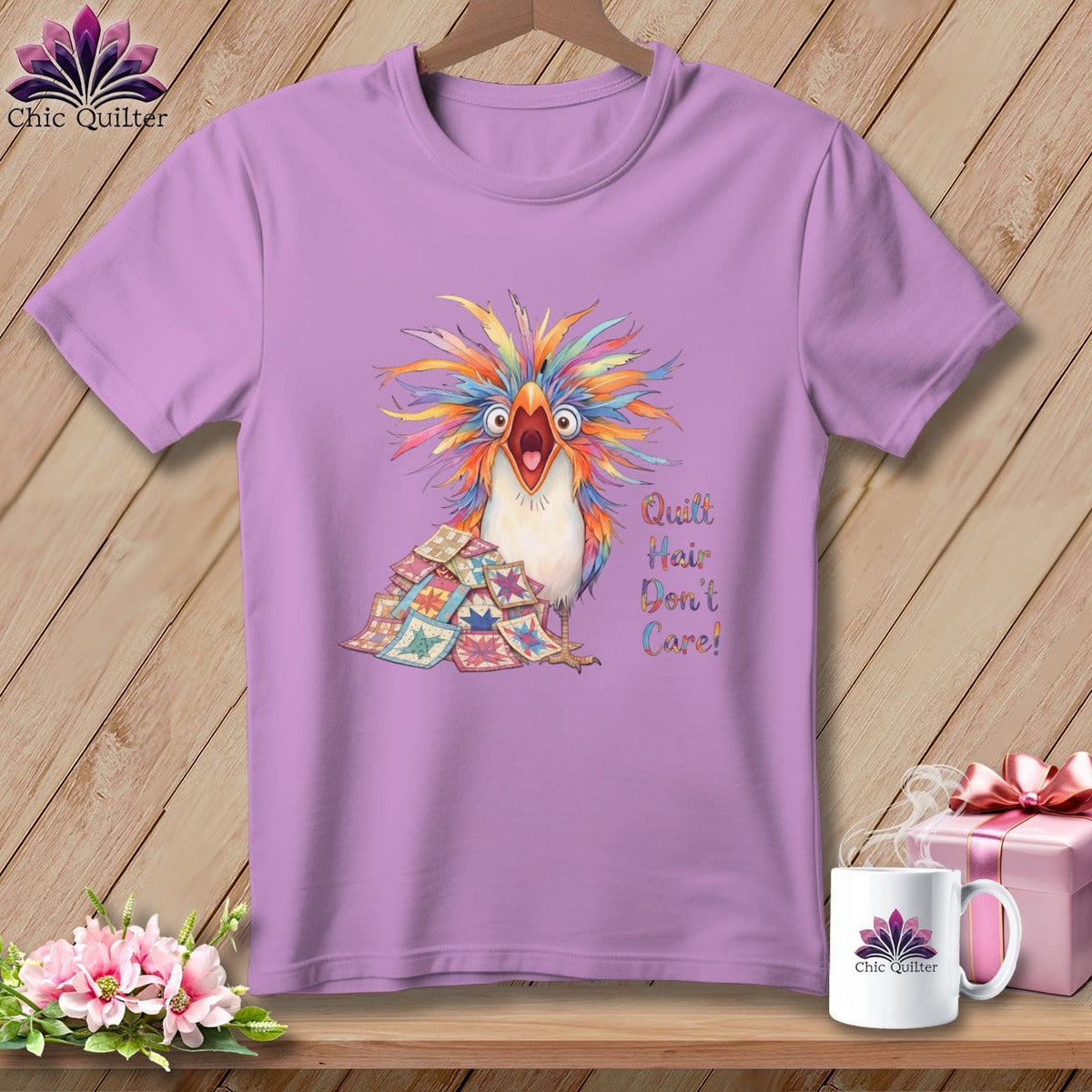 MyDesigns Physical Item S / Orchid Quilt Hair Don’t Care ~ Chaos Finch ~ Premium Tee